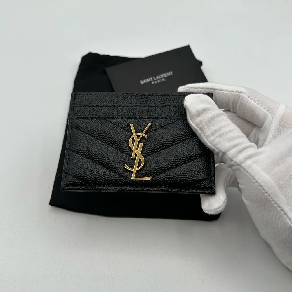 YSL Yves Saint Laurent Pebbled Leather Card Holder - Picture 5 of 9